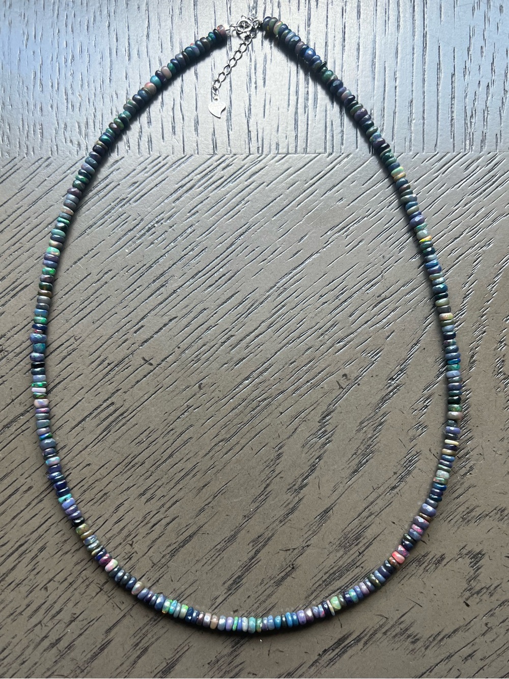 HQ Black opal necklace 3-4mm 18’ S925 ( Adjustable clasp)